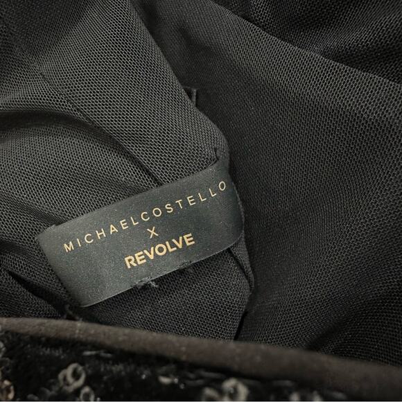 Michael Costello x Revolve Emmanuella Black Sequin Gown With Front Slit. - Picture 10 of 12